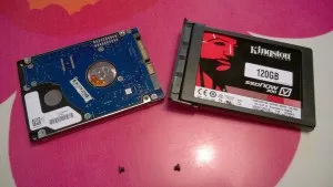 Vanha 7200 rpm ja uusi SSD kovalevy