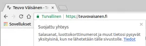 Chrome - HTTPS -suojaus päällä