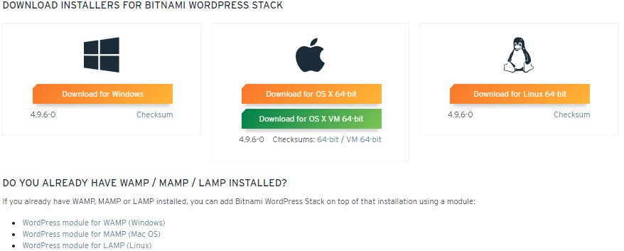 Bitnami WordPress Stack Download