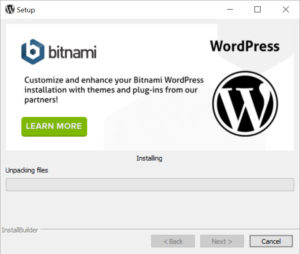 Bitnami WordPress Stack - asennus etenee