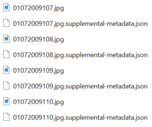 Listaus kuvista ja niihin liittyvistä JSON-teidostoista
